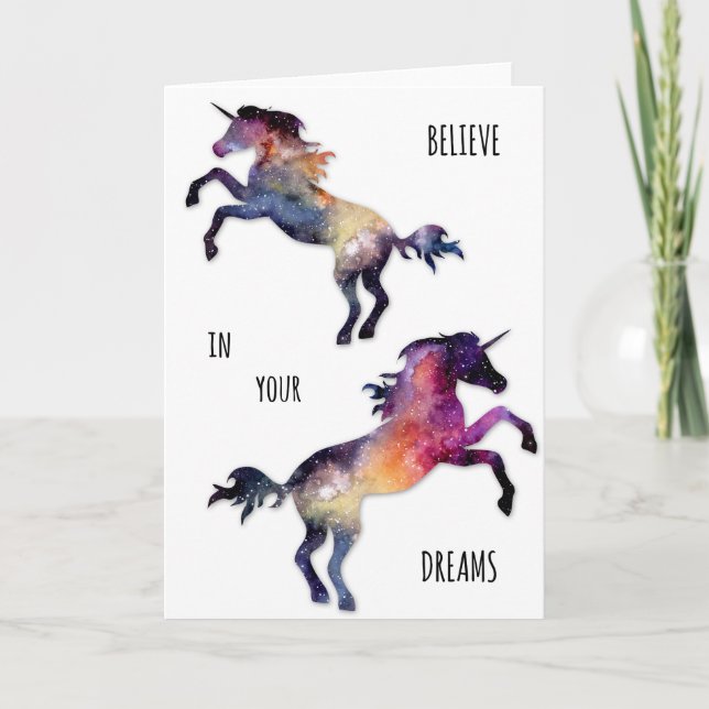 Cartão Unicorn Dreams Blank Greeting Card (Frente)
