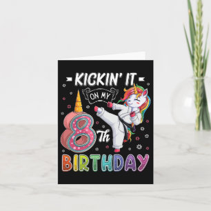Cartão Unicorn Karate 8º Aniversário Oito Anos