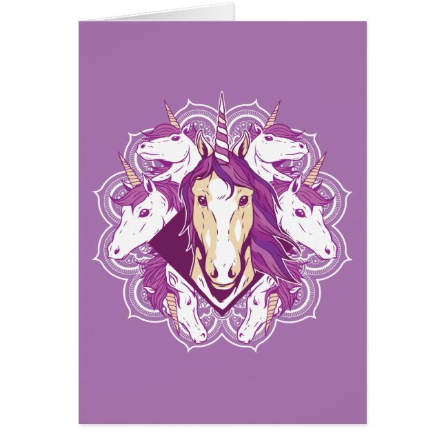 Cartão Unicorn Mandala, Aniversário (Frente)