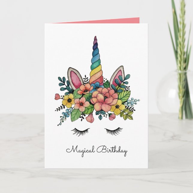 Cartão Unicorn Pisca Com Rainbow Horn (Frente)