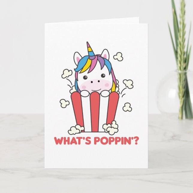 Cartão Unicorn Popcorn Whats Poppin Funny (Frente)