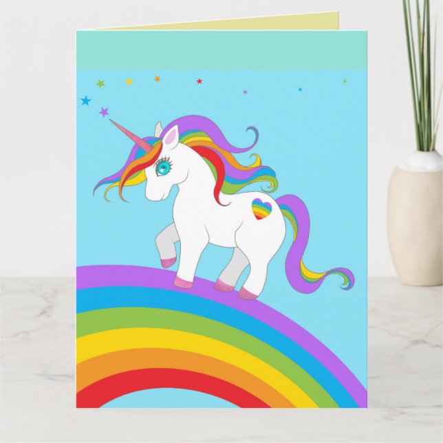 CARTÃO UNICORN RAINBOW GAROTAS DE ANIVERSÁRIO (Frente)