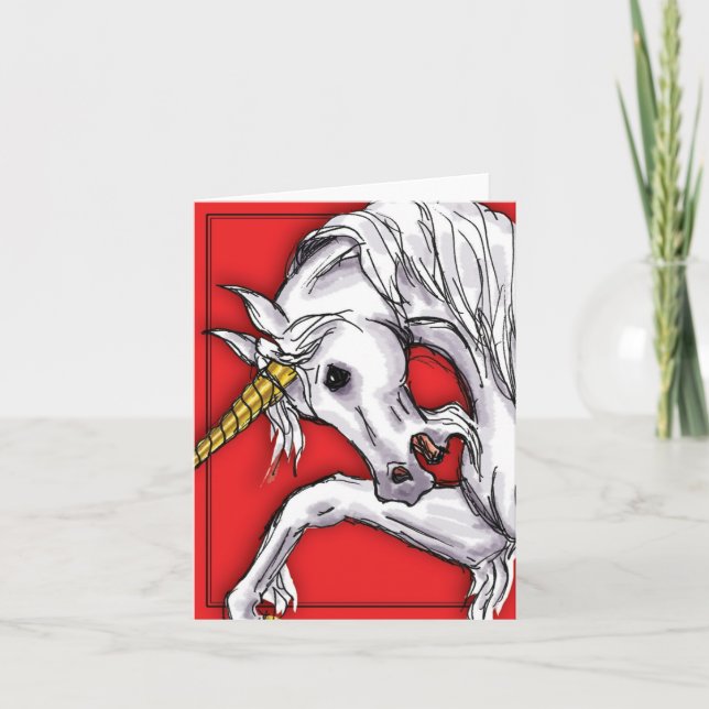 Cartão Unicorn Red notecard (Frente)