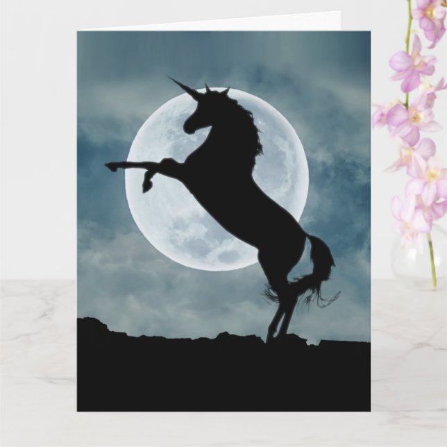 Cartão Unicorn Silhouette Full Moon Magical Cotação Grand (Orquídea)