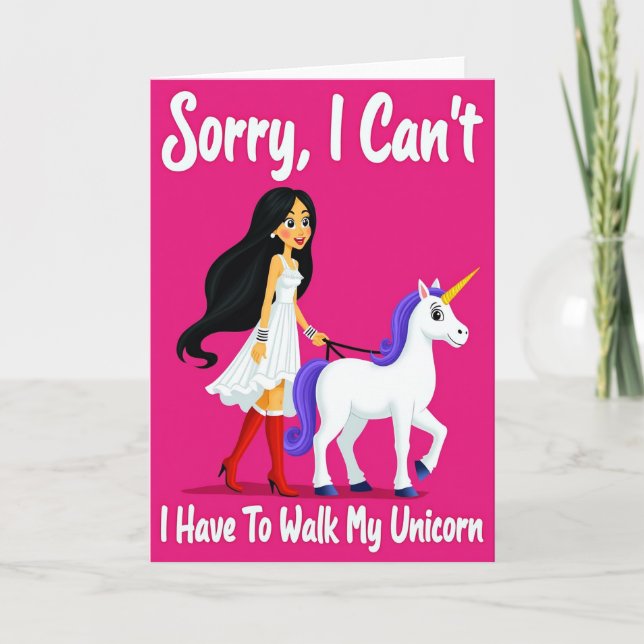 Cartão Unicorn Walk Funny Friend Card (Frente)