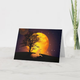 Cartão Unicorn With Full Moon Greeting Card blank