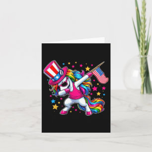 Cartão Unicórnio 4 de julho Tio Sam Girls American Flag