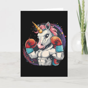 Cartão Unicórnio de Boxe com Luvas de Boxe Kickboxing Eng