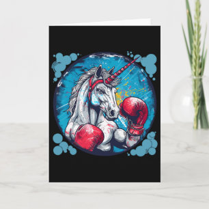 Cartão Unicórnio de Boxe com Luvas de Boxe Kickboxing Fof