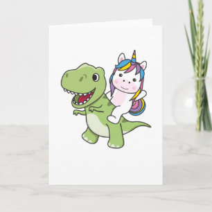 Cartão Unicórnio Difunde Trex Cute Dinossaur Com Unicórni