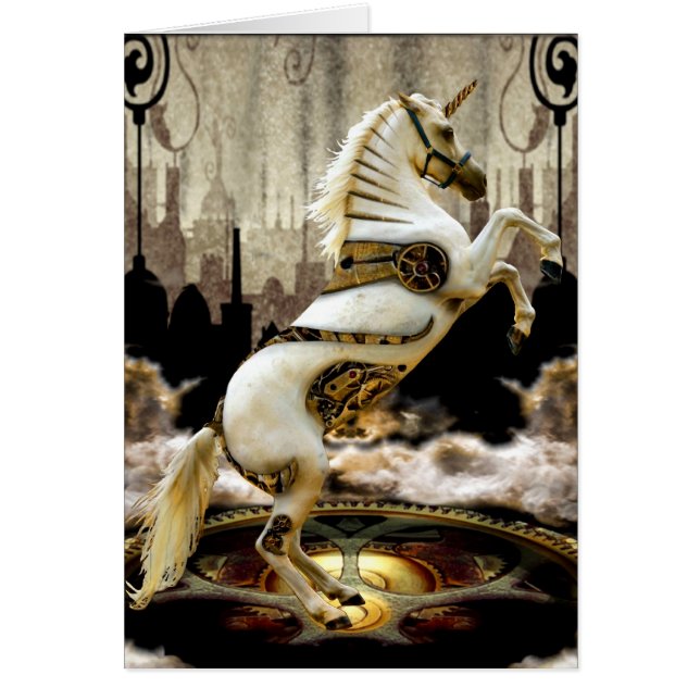 Cartão Unicórnio do maquinismo de relojoaria (Frente)