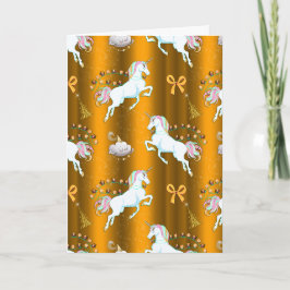 Cartão Unicórnio Dourado Natal