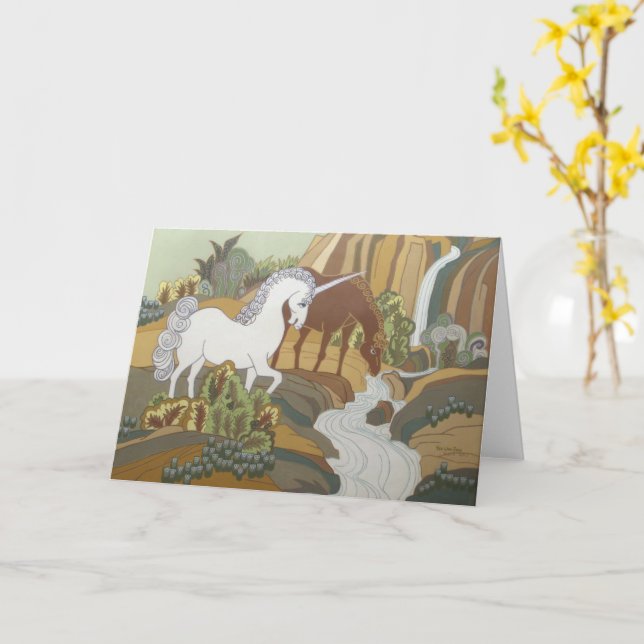 Cartão Unicórnio e Cavalo Estilizados (Flor Amarela)