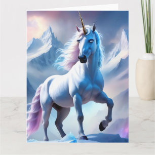 Cartão Unicórnio Encantado numa Fantasia Nevada