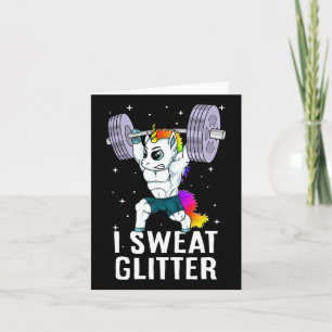 Cartão Unicórnio Eu Suei Glitter Engraçado Homens De Trab