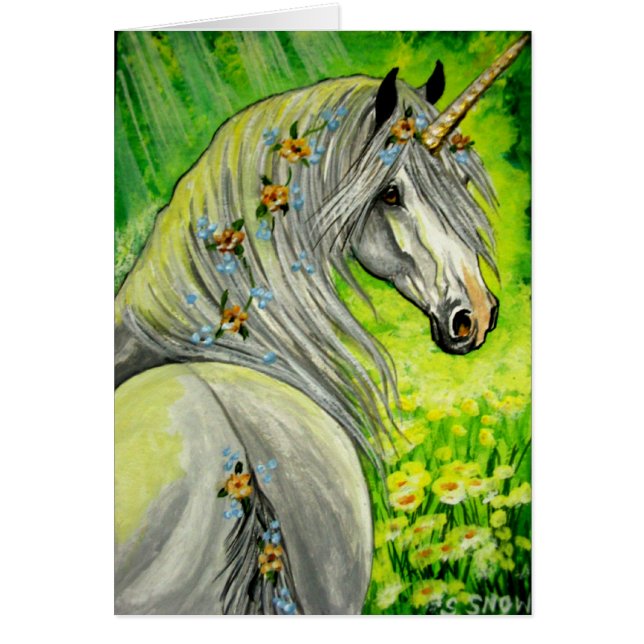 Cartão Unicórnio floral (Frente)