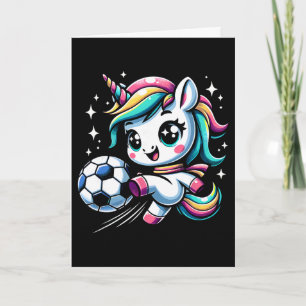 Cartão Unicórnio Fofo Jogando Futebol