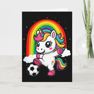 Cartão Unicórnio Fofo Jogando Futebol _1