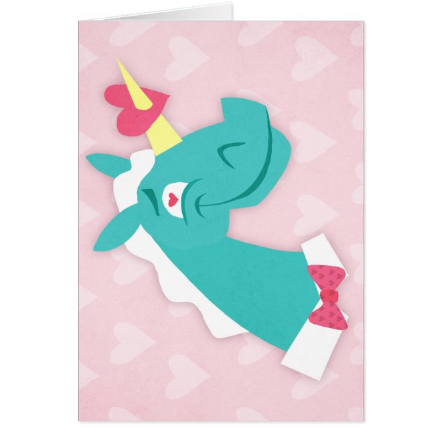 Cartão Unicórnio golpeado pelo amor (Frente)
