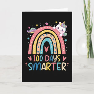 Cartão Unicórnio Inteligente 100 Dias Arco-íris Fofo 100º