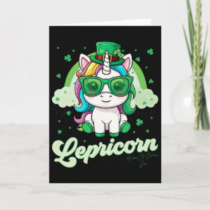 Cartão Unicórnio Leprechaun Engraçado Dia de São Patrício