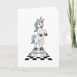 Cartão Unicórnio no Xadrez como Cavalo peça de xadrez