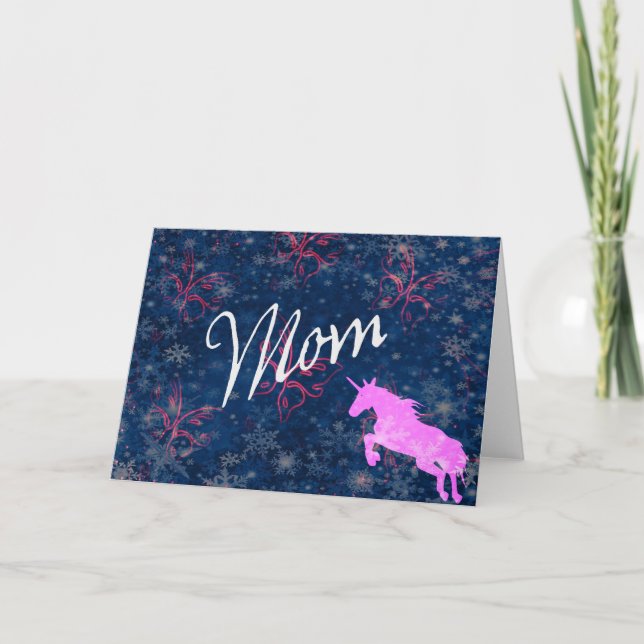 Cartão Unicórnio Rosa para a Mamãe (Frente)