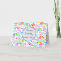 Unicórnios E Arco-Íris Aniversário Personalizado