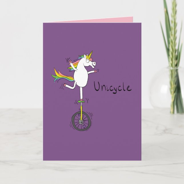 Cartão Unicycle Unicorn Funny Bicycle Greeting Card (Frente)