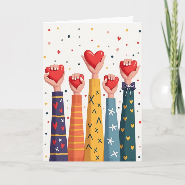 Cartão Unidos Corações de Amor (Frente)