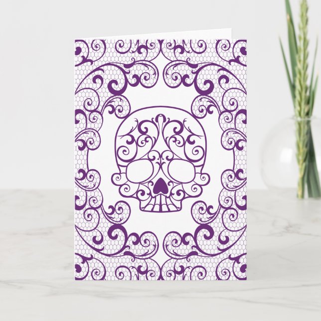 Cartão Unique Flourish Sugar Skull Calavera Card (Frente)