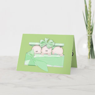 Cartão Unisex baby Triplets add words greeting card