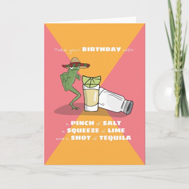 Cartão Unisex Engraçado Humor Cheia de Tequila Aniversári (Frente)