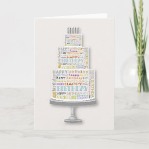 Cartão Unisex Happy Birthday Typography Cake Card