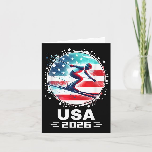 Cartão United States American Flag Skiing U (Equipe Ameri (Frente)