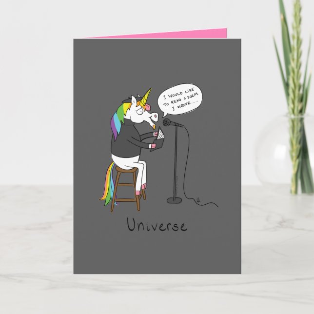 Cartão Universe - Funny Unicorn Poetry Greeting Card (Frente)