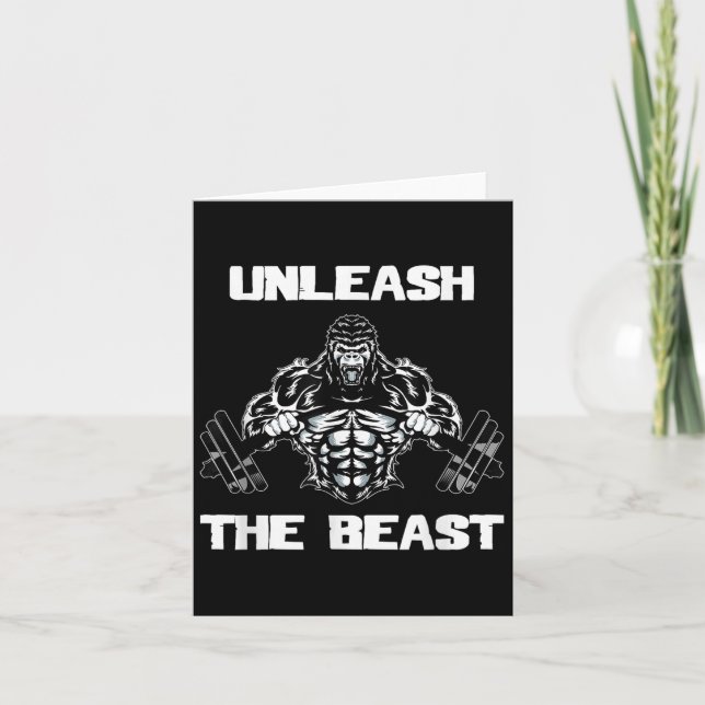 Cartão Unleahe Gorilla Bodybuilding Motivational Gift  (Frente)