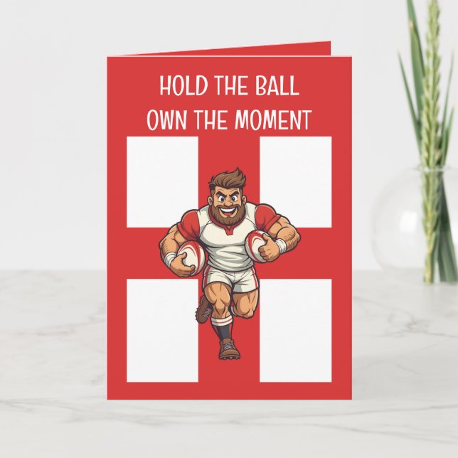 Cartão Unstoppable Charge Cartoon Rugby Power Run (Frente)