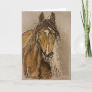 Cartão "Untamed" wild mustang mare Greeting Card