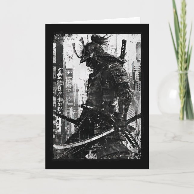 Cartão Urban Samurai Warrior Grunge Japanese Streetwear (Frente)