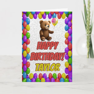 Cartão Ursa de Pelúcia Fofa Cumprimentos Feliz Aniversári