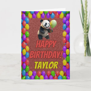 Cartão Ursa Panda Fofa Saudação Feliz Aniversário