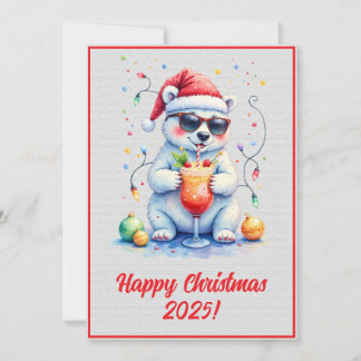 Cartão Ursa Polar de Natal Digital Personalizado Coquetel
