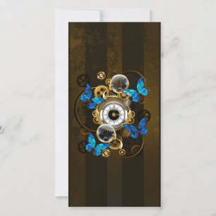 Cartão Ursinhas Steampunk e Borboletas Azuis