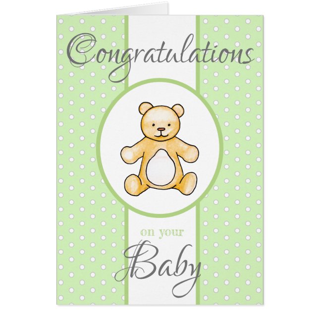 Cartão Ursinho de chá de fraldas de safra (Frente)