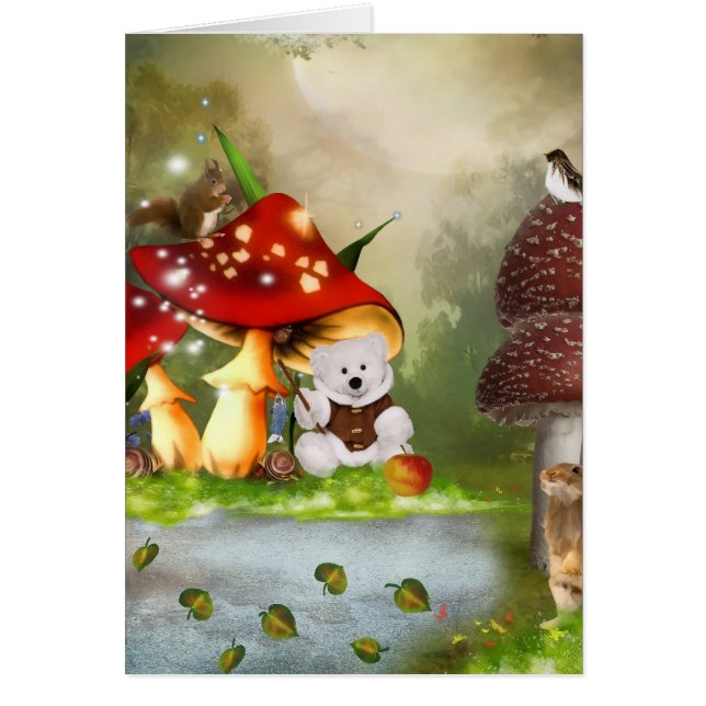 Cartão Ursinho de pelúcia de pescador (Frente)