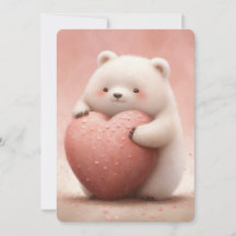 Urso Bonito Abraçando Coração Rosa