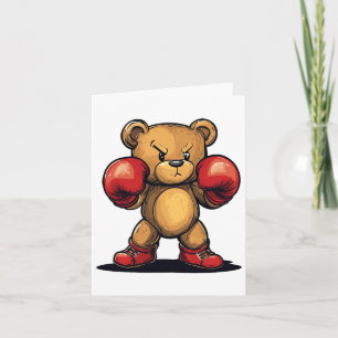 Cartão Urso Bravo Com Luvas De Boxim Para Um Desafio Dive