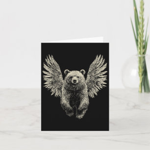 Cartão Urso com Anjo Retro Trabalho de arte Flyin