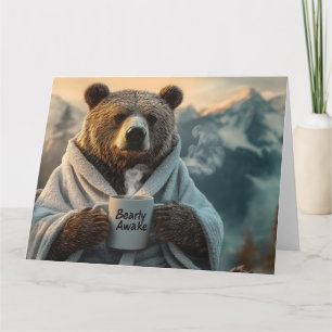 Cartão Urso com túnica de café